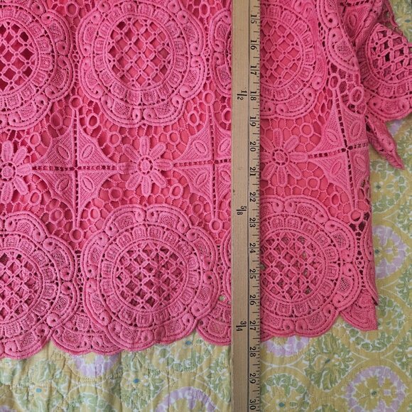 Ruby Rd. Women's Coral Scallop Eyelet Sheath Lining Lace Blouse Size M NEW - Picture 7 of 7
